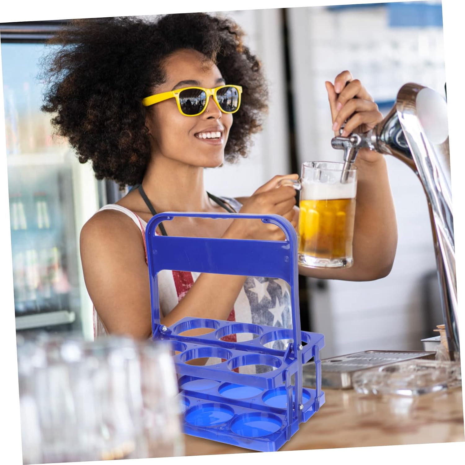Garneck 2pcs Beer Carrier Wine Bottle Storage Rack Reusable Drink Carrier Kitchen Organization Countertop