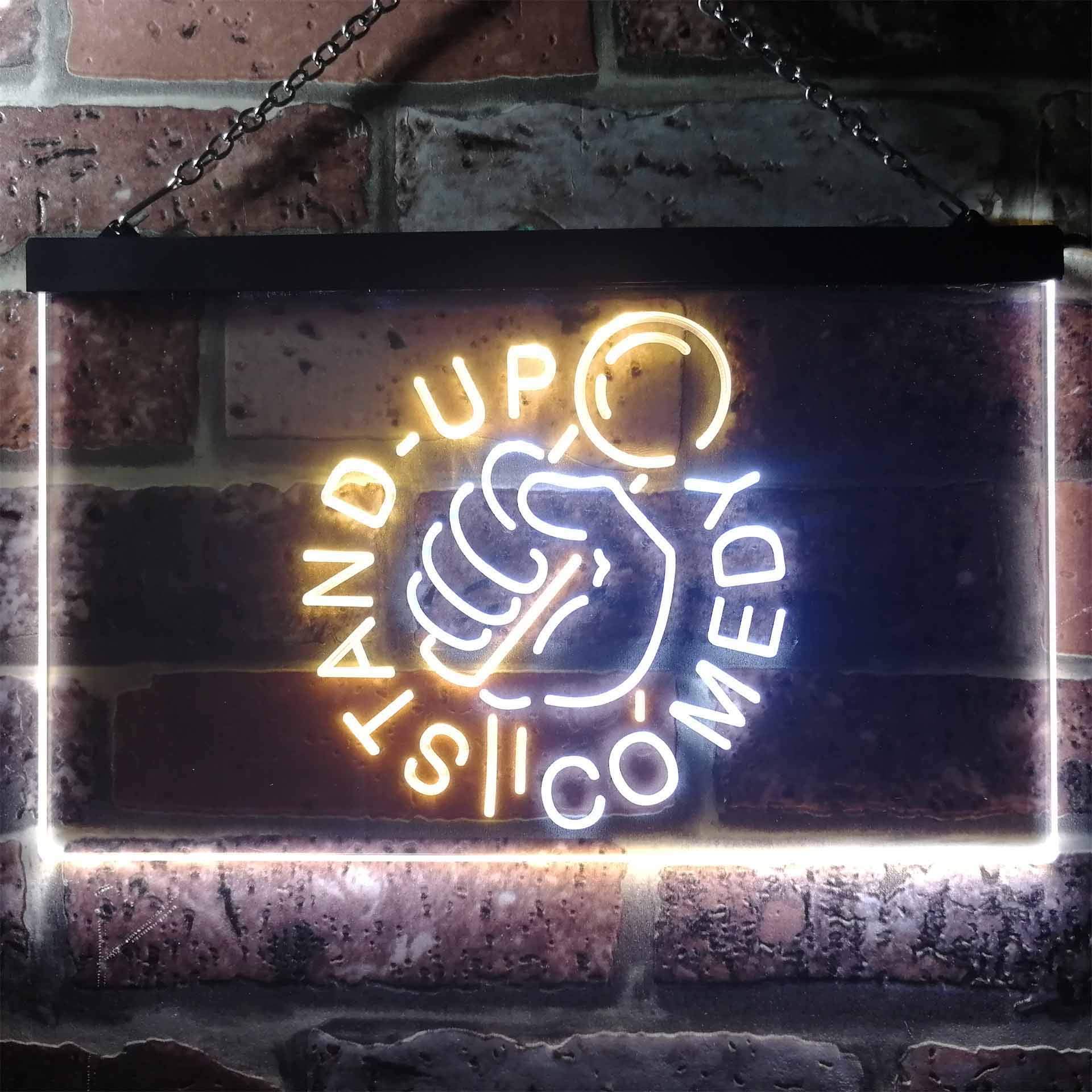 ADVPRO Stand-up Comedy Show Dual Color LED Barlicht Neonlicht Lichtwerbung Neon Sign Weiß & Gelb 600 x 400mm st6s64-i3333-wy