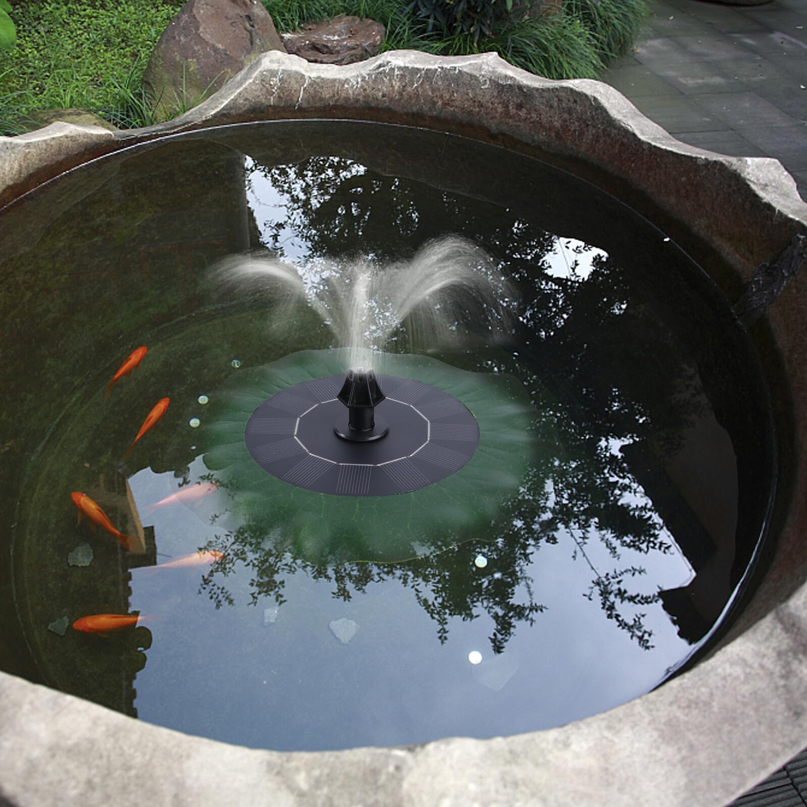 Hemobllo Pompa Acqua Solare Galleggiante Forma di Foglia di Loto per Fontana da Giardino Vaschette e Laghetti Pompa Dc Brushless Automatica Senza Batterie Decorazione Esterna Verde