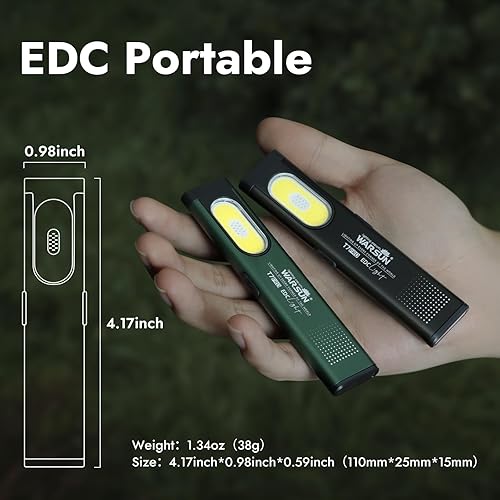 Miniatura 2 de WARSUN Linterna T7 EDC, linterna LED de bolsillo multimodo compacta, USB-C recargable, IPX4, doble material, rojo y azul estroboscópico