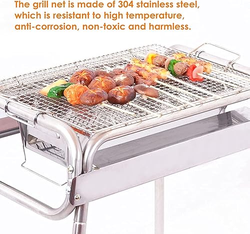 Miniatura 4 de Parrilla de carbón para exteriores, de acero inoxidable, para cocinar al aire libre, campamento, picnics, playa tamaño de 27.5' x 12.2' x 27.5'