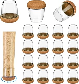 16 Pack Chair Leg Floor Protectors for Hardwood Floors, Round Rubber Furniture Sliders, 360°Felt Pad Bottom Wrapped Thickening Silicone Furniture Legs Caps Covers(Round,Clear-Brown-M)