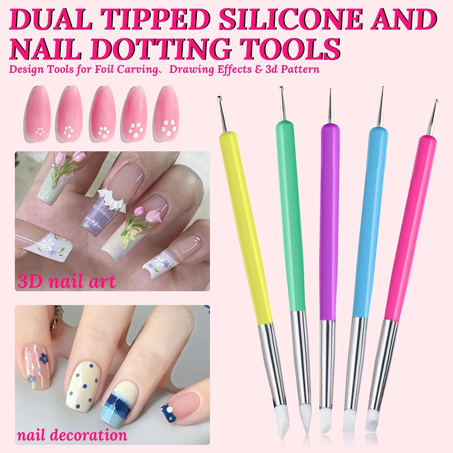 Nail Stand For Press On With Nail Art Brushes Nail Holder For Painting Practice Display Presson Nails Nail Art tools Set with Nail Dotting 3D Sculpting tools, Practice Kit Tech image 4