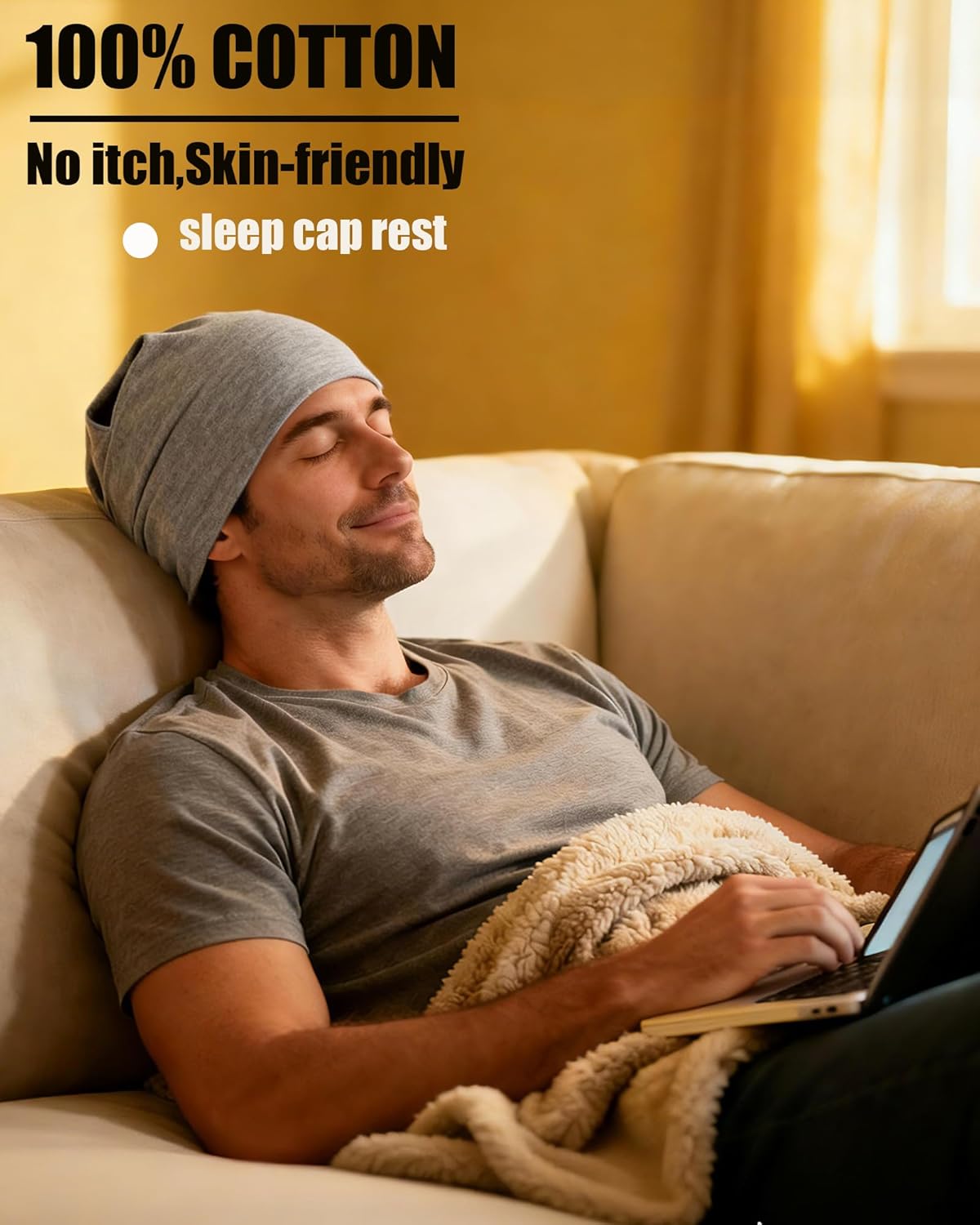 ROYBENS 100% Cotton T-Shirt Beanie for Women Men Slouchy Beanies Soft Hipster Daily Hat Lightweight Skull Cap - Image 7