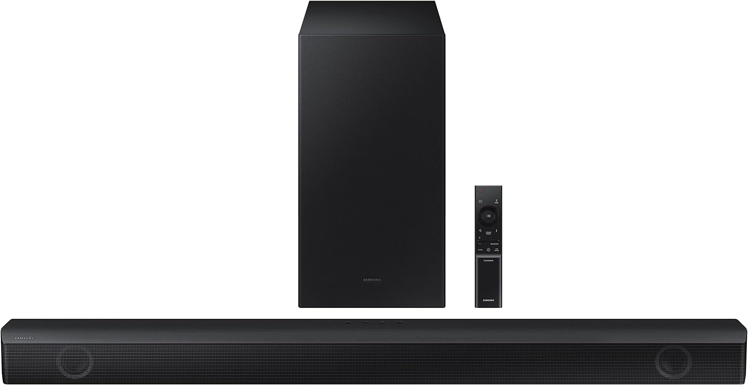 Samsung Soundbar (HW-B55E/XL), 2.1 Channel, Wireless Subwoofer, Dolby 2ch & DTS Virtual X Experience Sound, AI Adaptive Sound Lite, Energy Star (Black)