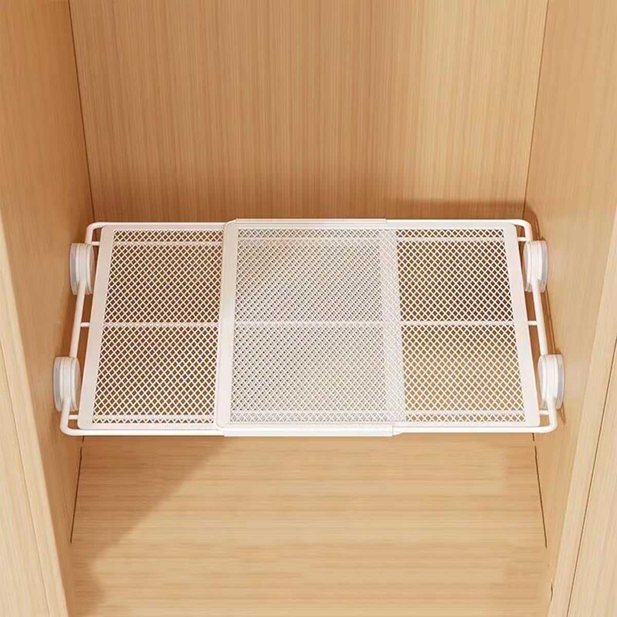 Expandable Metal Closet Shelf Separator Heavy Duty Adjustable Tension Storage Rack DIY Organiser Divider For Cabinet Wardrobe Kitchen & Bathroom(W 25*L 27-38 cm)