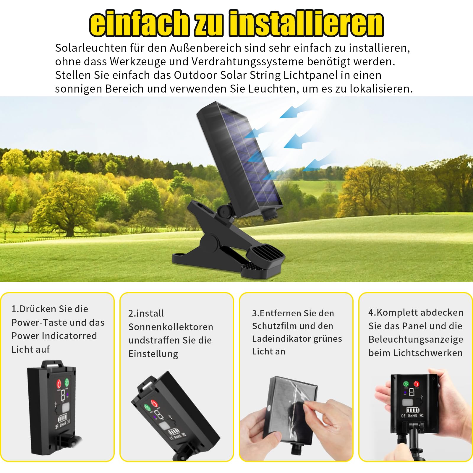 Lampe suspendue solaire parasol IP66 3 modes télécommande extérieur