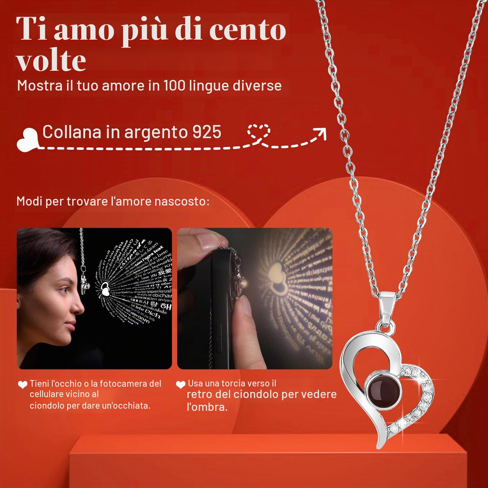 Emibele Vera Rosa Conservata con Collana a Cuore, Fiori Eterni, Rose Eterna, Vero Fiore di Rosa per San Valentino, Natale, Anniversario, Compleanno, Regali Romantici per Donne, Moglie, Fidanzata