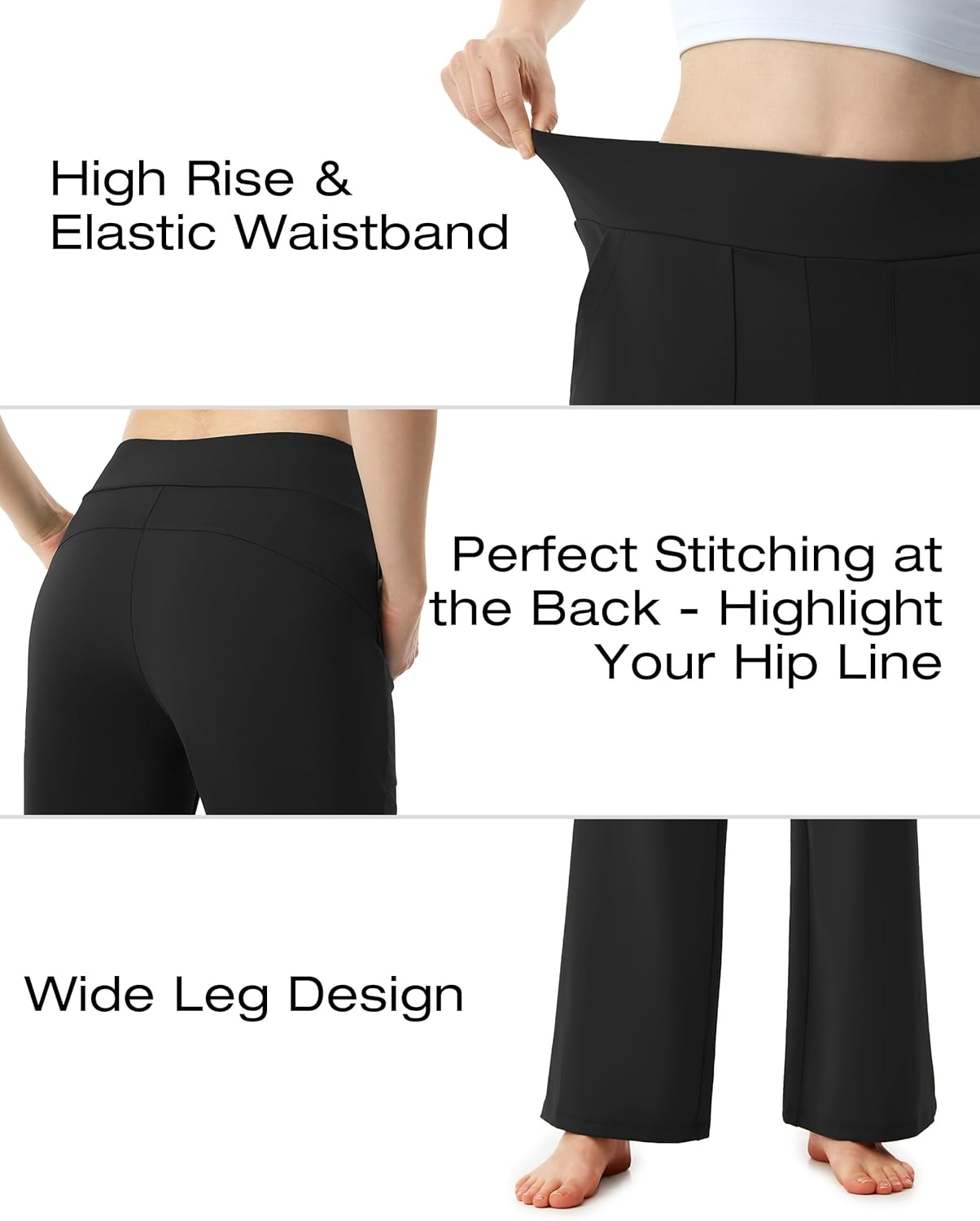 AFITNE Womens Wide Leg Yoga Pants with Pockets High Waist Stretch Dress Casual Pants Loose Lounge Sweatpants 28"/30"/32" - Image 4