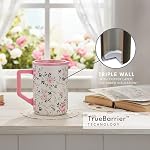 Elemental Summit Mug de café isolé - Coupe de voyage en acier inoxydable triple-all pour boissons chaudes et froides - Mug de café thermique avec lis et poignée pour le camping, bureau, et Voyage 16oz - Jardin des roses