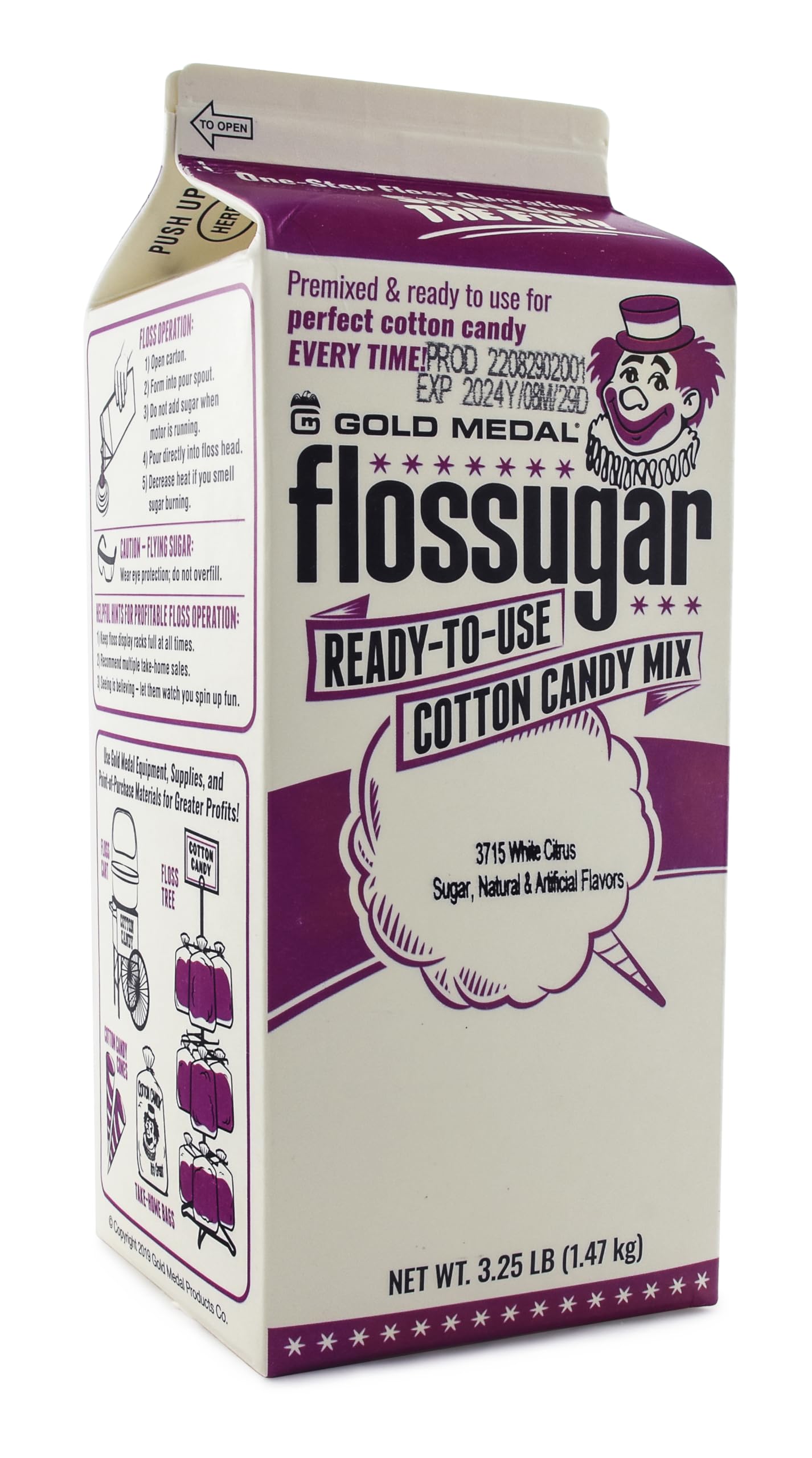 Snappy Gold Medal White Citrus Candy Flossugar, 52 Oz - 1/2 Gallon, Pack of 6