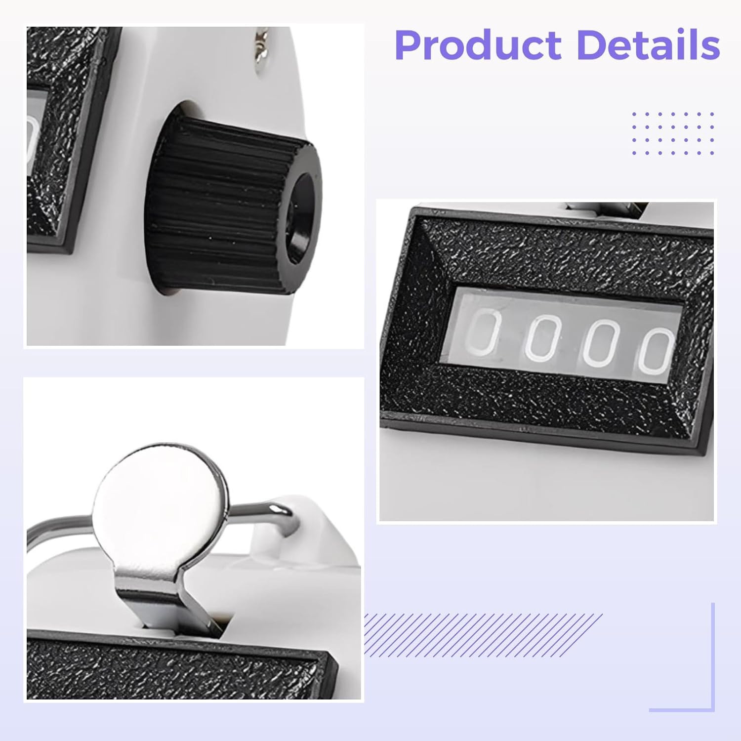 Set of 24 Mechanical Handheld Counters, 4-Digit Lap Clicker, 1.93 X 1.7 X 1.3 in, for Events Knitting Sports, White Hand Tally Counter
