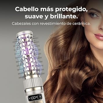 Cecotec Air Brush with 2 CeramicCare 2in1 Gyro Heads, 1000W, Double Ceramic Heads, Rotary and Ionic Function, Temperature Display and 360º Cable