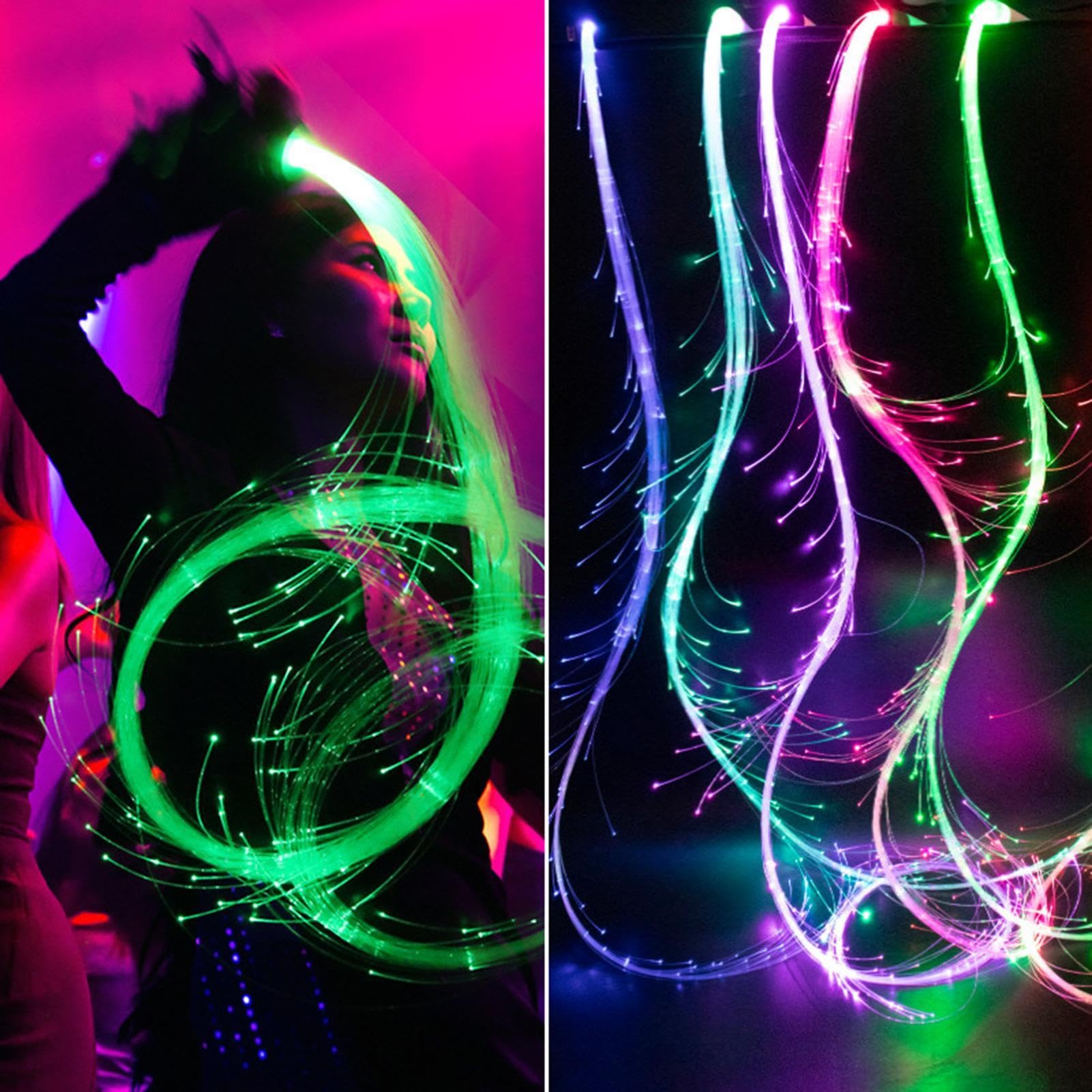 Frustino da ballo a LED con fibra ottica da 1,8 m, frusta in fibra ottica, 23 colori ultra luminosi, con luci a LED ottiche, frustino da ballo con design rotante a 360 gradi, antiscivolo, per feste e
