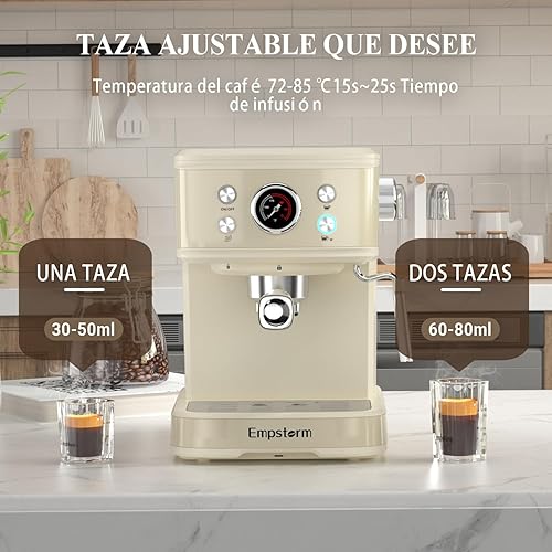 Miniatura 7 de Máquina de café expreso de 20 bares, cafetera espresso con espumador de leche, máquina de espresso semiautomática de doble boquilla, función de