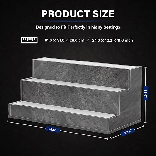 Vista 24 de Estante de exhibición de botellas de licor con luces LED, estantes de exhibición de barra de 24 pulgadas para botellas de licor con control remoto