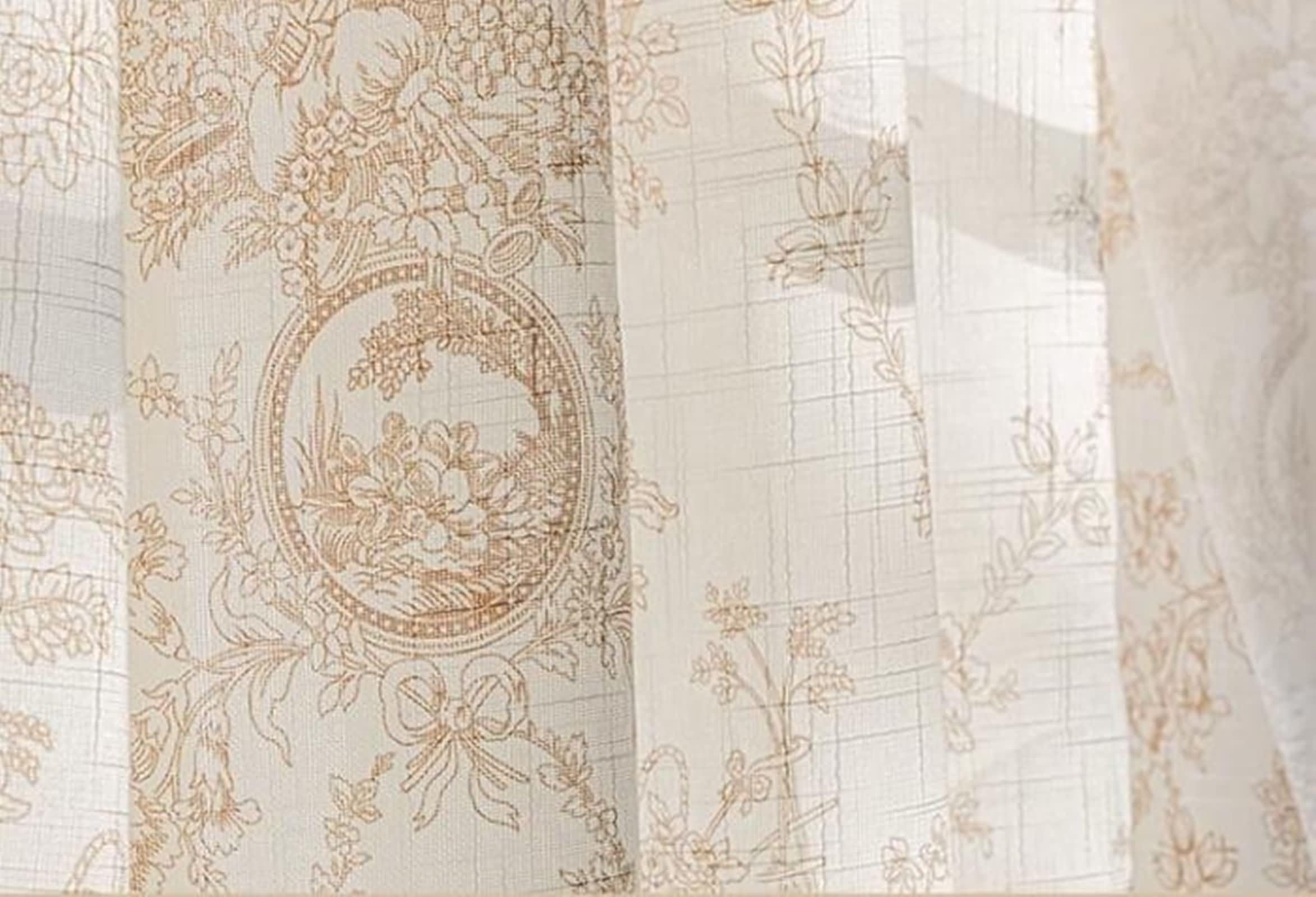 Tende moderne 96, drappeggio per camera da letto modello ricamo con volant cachi tende da cucina in poliestere 2 pannelli 137 x 238 cm