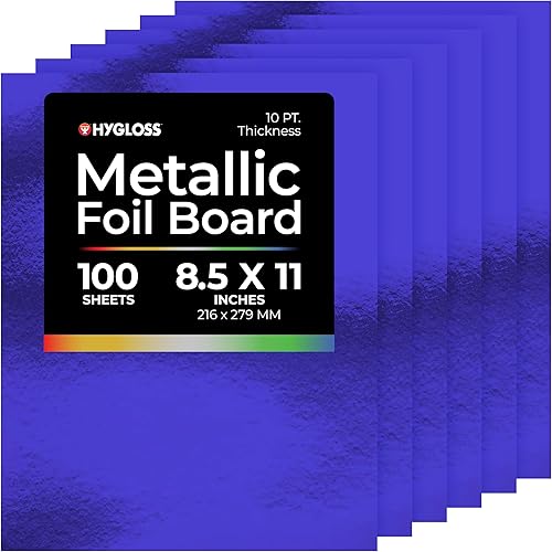 Miniatura 13 de Hygloss Hojas de cartulina metálica, 25 hojas de color azul oscuro brillante, 8.5 x 11 pulgadas, resistentes, 10 puntos, papel de cartón metálico