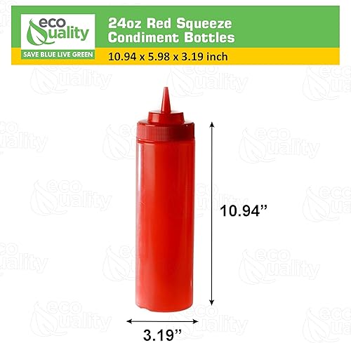 Miniatura 3 de Paquete de 2 botellas de plástico rojo de 24 onzas para condimentos, salsas, aderezos, artes y manualidades, salsa de tomate, mostaza, aceite,