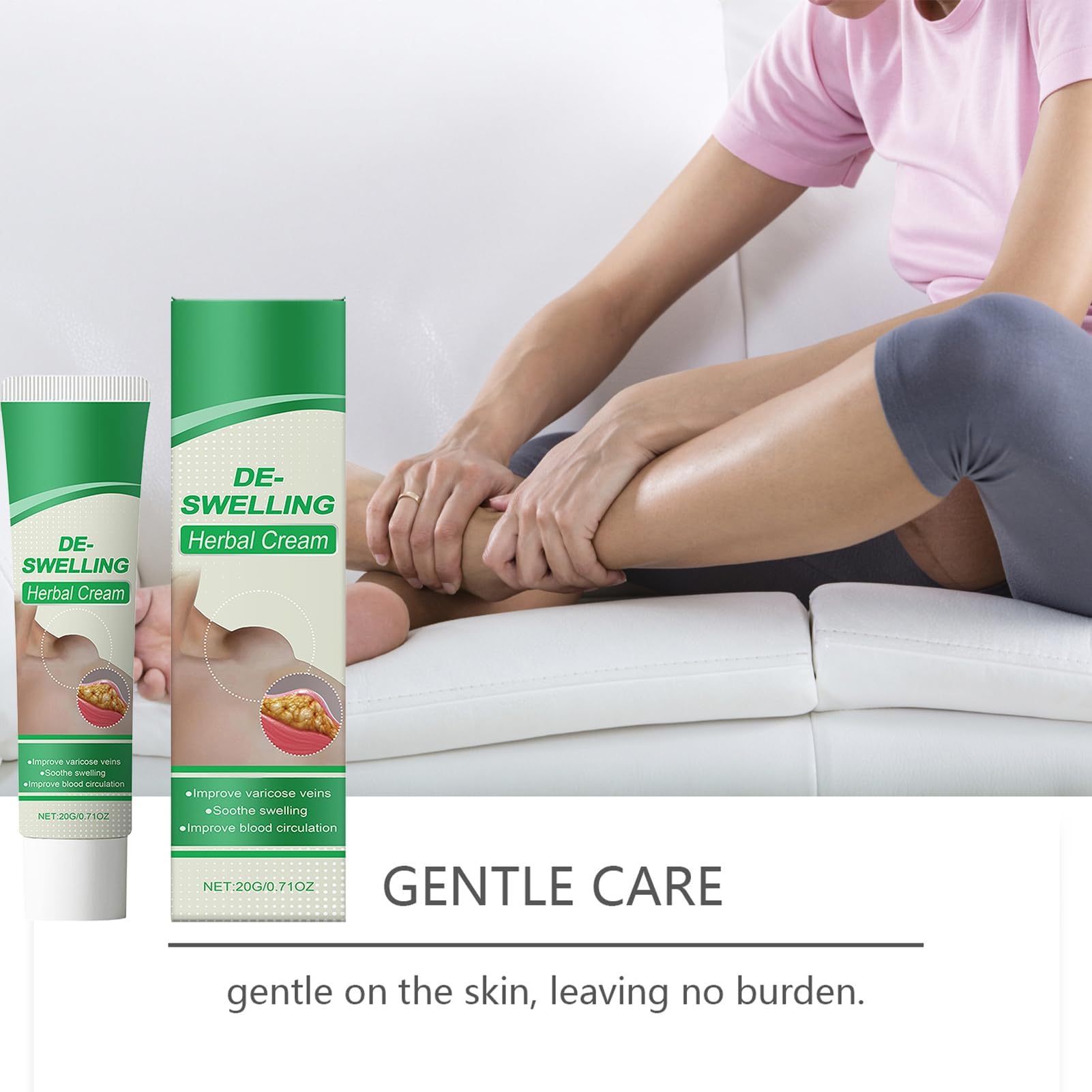 Crème Détox Lymphatique Her-Bal, Baume Naturel Hydratant Doux, Crème Anti-Gonflement Naturelle pour les Jambes, Lotion Apaisante Anti-Cellulite, Soulage les Poches