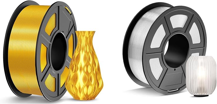 JAYO 3D Printer Filament 2.2kg, Silk PLA Filament and PETG Filament Fit Most FDM 3D Printers,1.1kg per Spool, Pack of 2, Silk Gold+PETG Clear