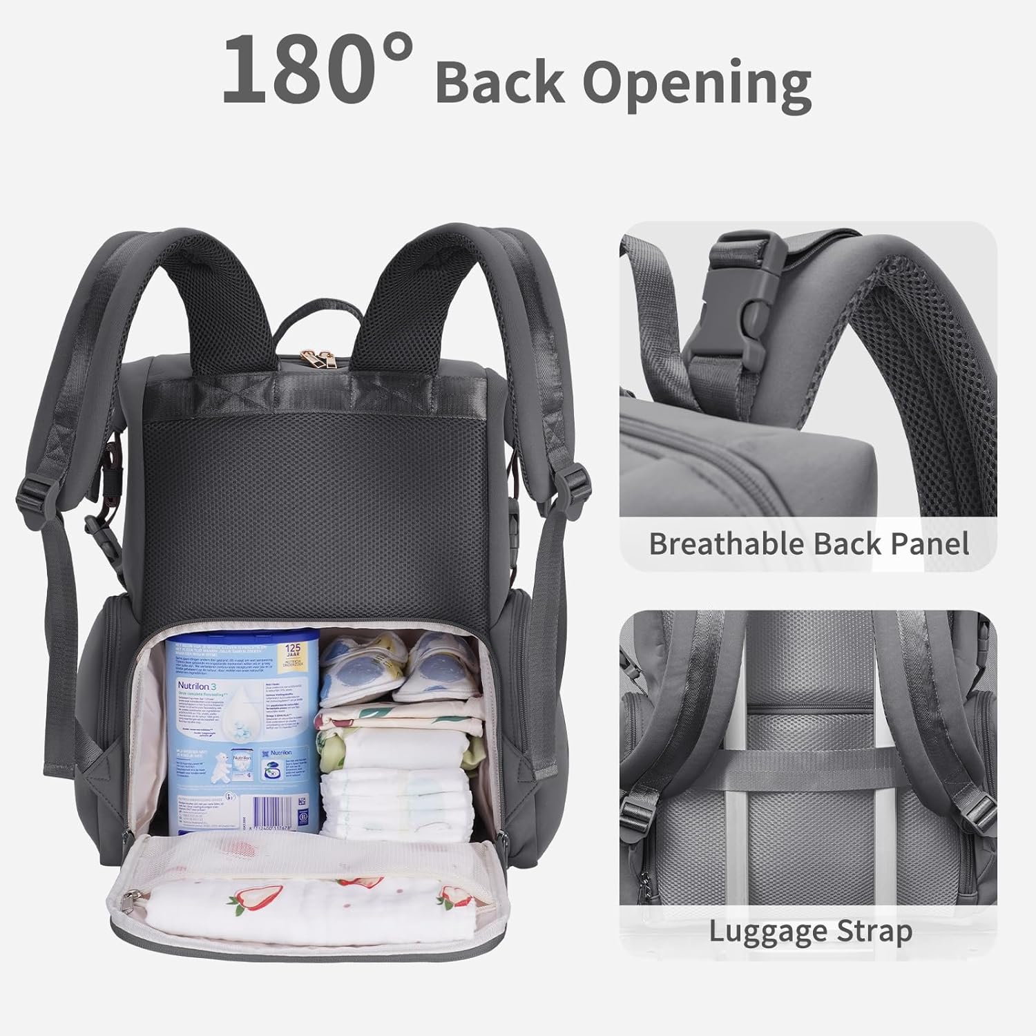 CEI-CEI Neoprene Diaper Bag Backpack Large Newborn Baby Maternity Bags Waterproof Travel Backpack for Mom Dad with Insulated Pockets,Changing Pad