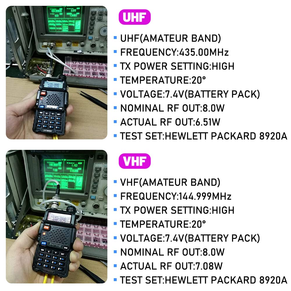 UV-5R 8W Walkie Talkie Haute Puissance FM Radio 128 canaux Radio Communication Transmetteur-récepteur avec écouteurs Noir