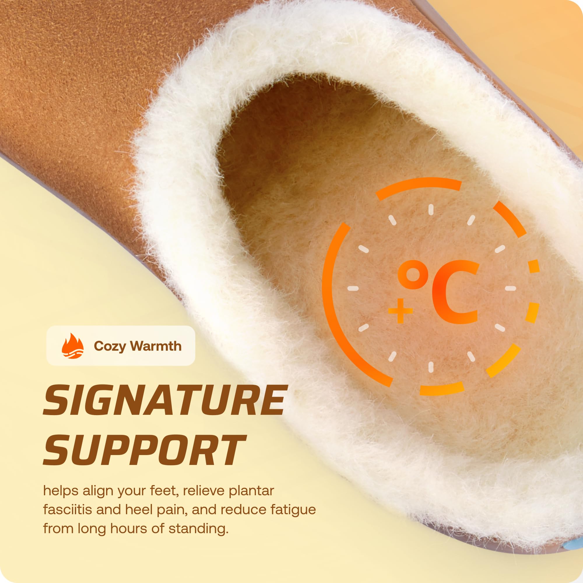 VALSOLE Orthopedic Winter Thermal Fuzzy Slippers for Women Men - 220+ Lbs Plantar Fasciitis Flat Feet High Arch Support Slippers, Work Outdoor House Cotton Comfort Shoes, Absorb Shock With Every Ste