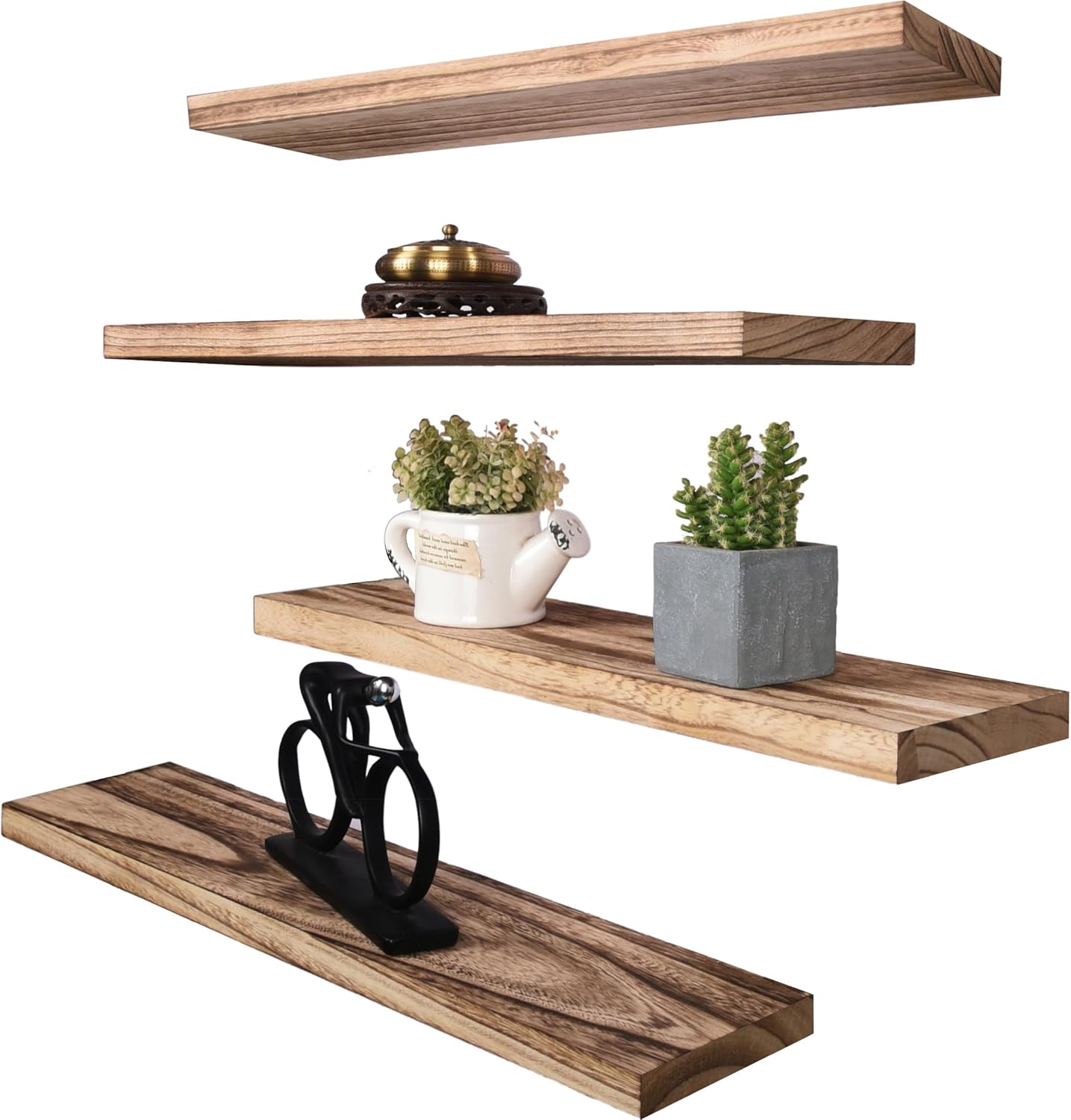 HXSWY 24 Inch Rustic Floating Shelves for Wall Decor Farmhouse Wood Wall Shelf for Bathroom Kitchen Bedroom Living Room Set of 4 Light Brown 24INCH Light Brown