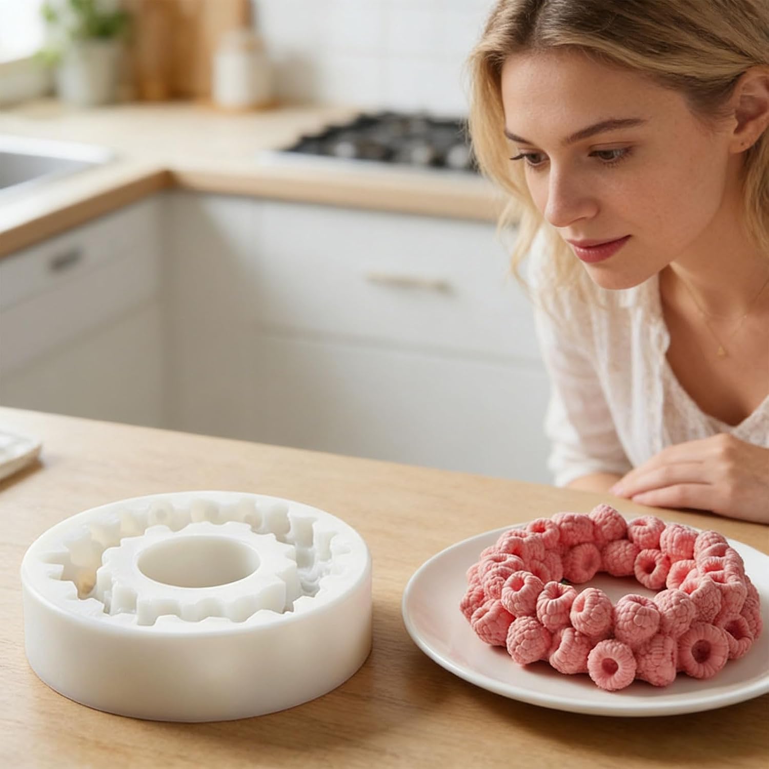 Silicone Raspberry Rings Cake Molds, Flexible Silicone Molds With Intricate Berries Pattern For Baking And Crafting Handmade Treats Decors