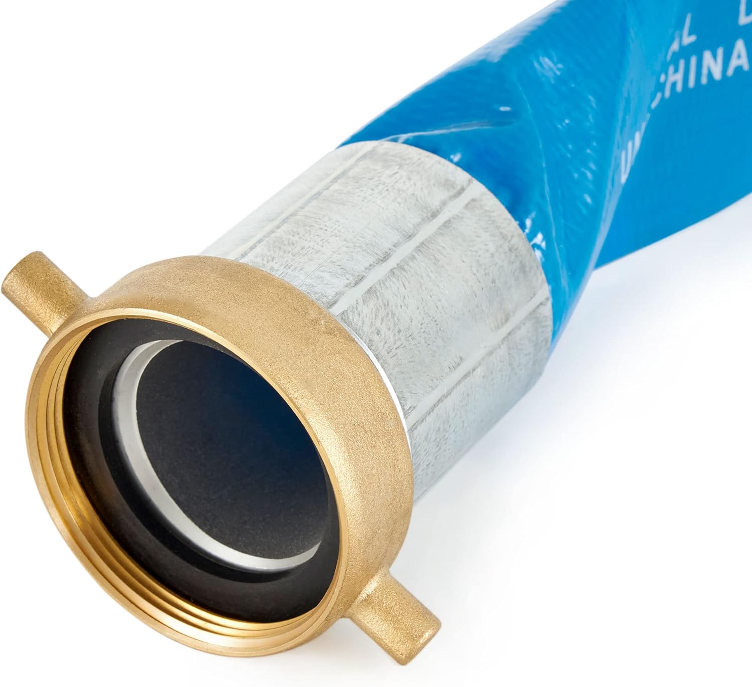 Apache 98138045 2-Inch Diameter 50-Foot Long Reinforced PVC Lay-Flat Discharge Pool Fuel Sump-Pump Hose with Aluminum Short-Shank Connections, Blue