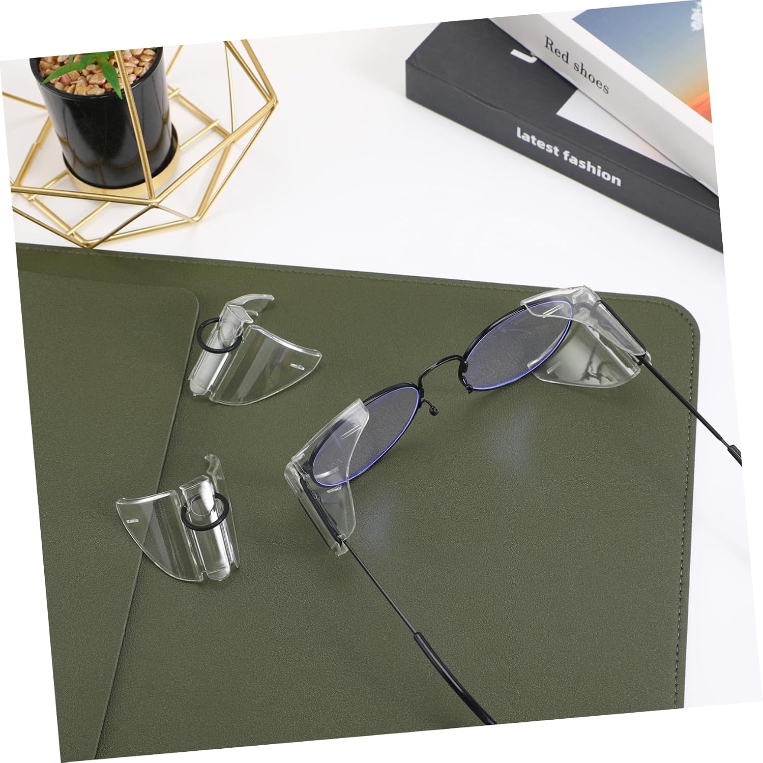 Outanaya 4pairs Eyeglasses for Prevent Side Splashes Easy to Install Compatible Glasses for Safety