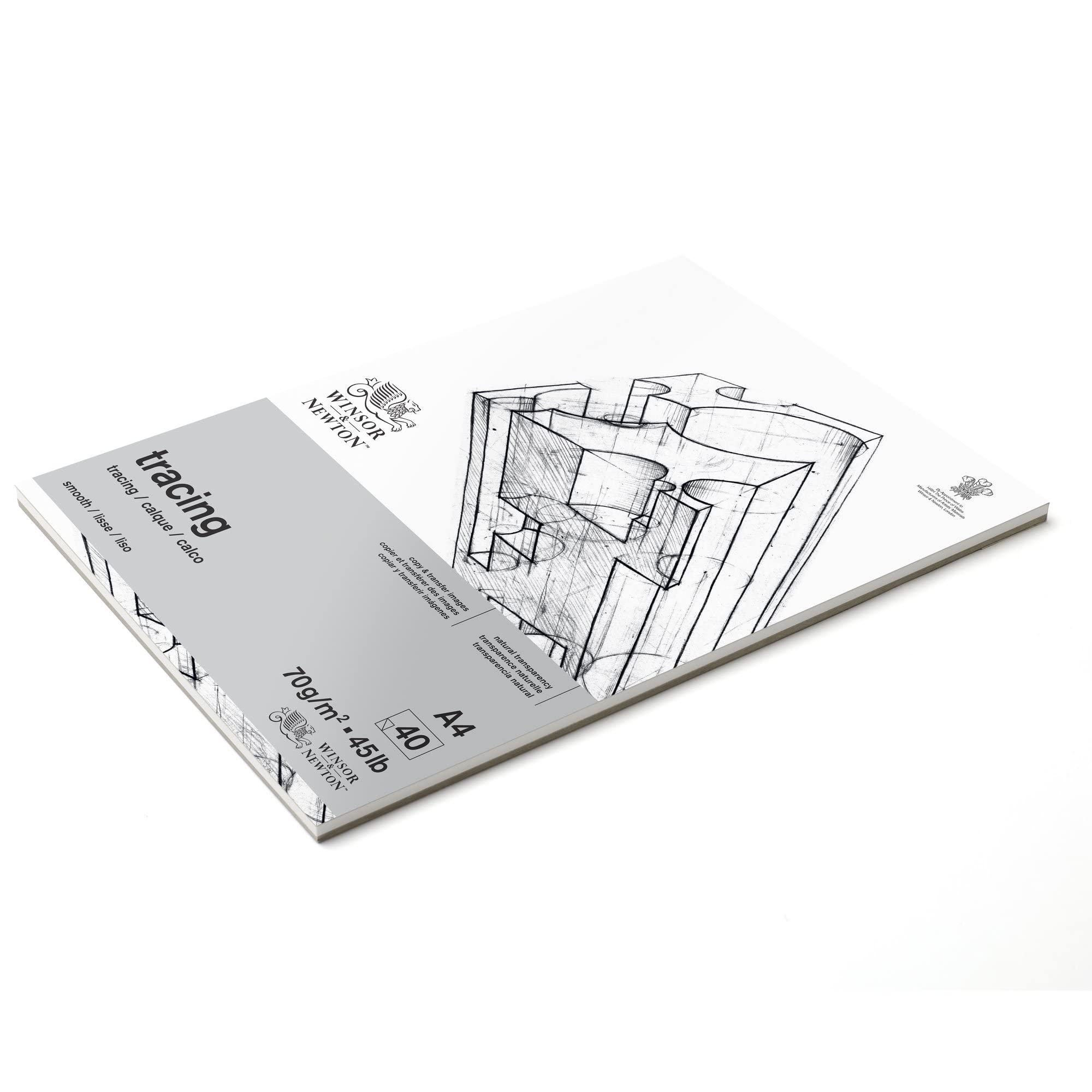 Winsor & Newton 40 vellen transparant papier 70 g/m² 100% zuurvrij, FSC, fijn bedrukbaar, voor een nauwkeurige lijngeleiding, architectenpapier, DIN A4, 6674001