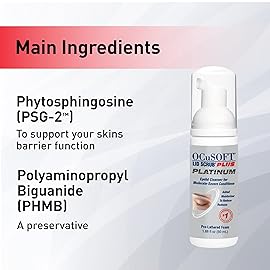 OCuSOFT Lid Scrub PLUS Platinum Extra Strength Foaming Eyelid Cleanser - Leave-On Eyelid & Eyelash Cleanser with Phytosphingosine to Remove Oil, Dirt & Makeup -1.68 fl oz