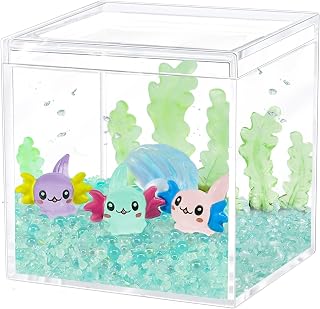 Hiawbon Mini Axolotl Resin Charms DIY Tank Axolotl Craft Kit, Miniature Axolotl Habitat Ornament, Glow in The Dark Mini Axolotl Beads Sea Animal Axolotl Set for DIY Landscape Fairy Garden