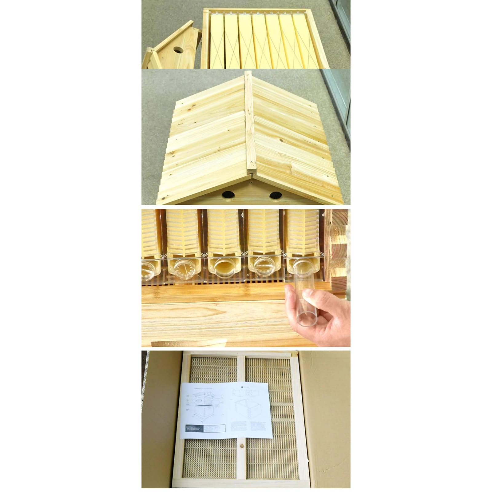 Automatisches Bienenstock-Set aus Holz, selbst fließender Bienenstock aus Holz, umfasst 7 Rahmen und Grundblätter, geeignet für Bienen und Schmetterlinge.