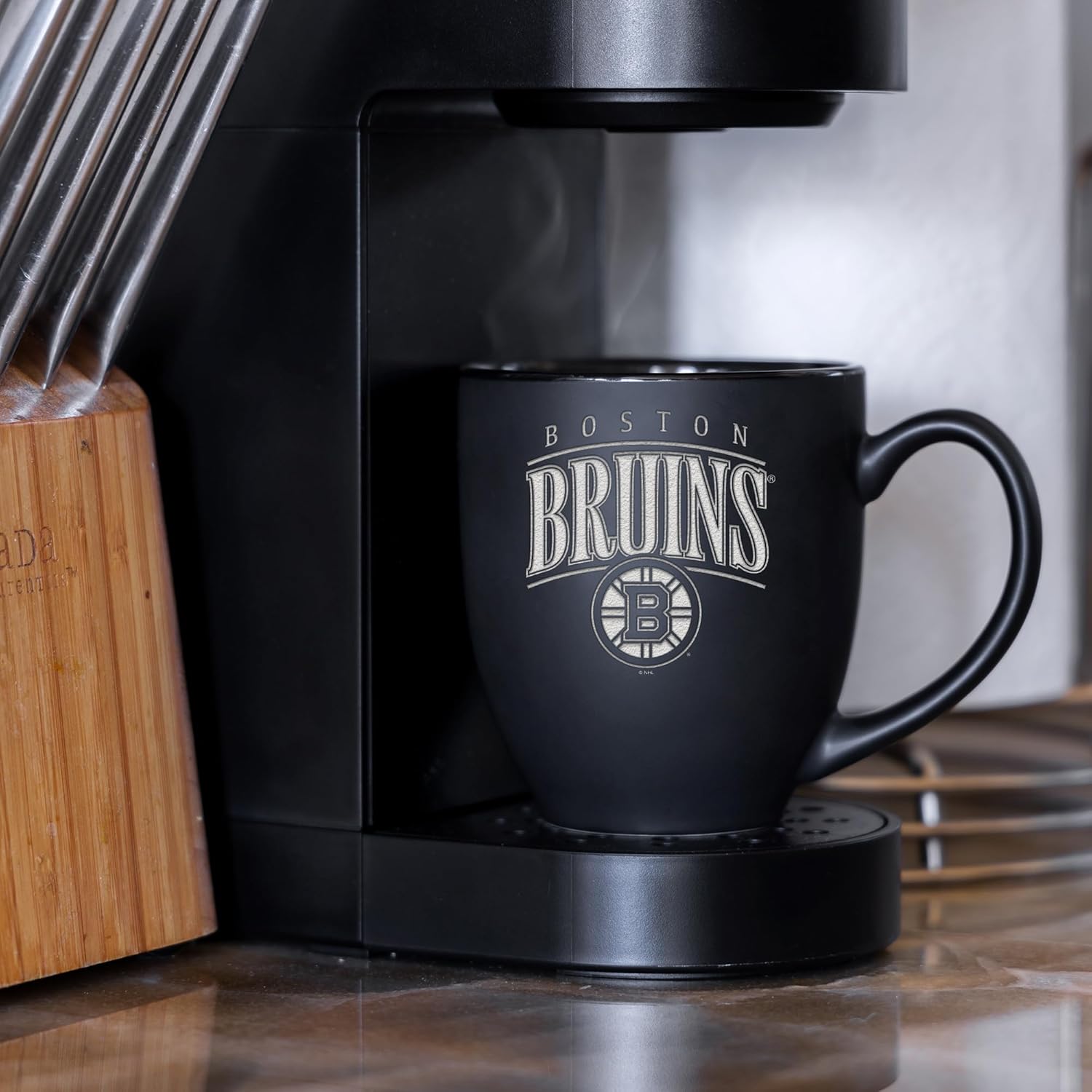 Rico Industries NHL Hockey Tribute 15oz Laser Engraved Matte Black Ceramic Bistro Mug - For Hot or Cold Drinks - Image 3