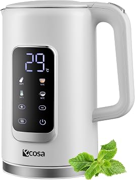 Wanda White Stainless Steel Kettle with Temperature Setting (40 °C - 100 °C) 1.7 Litres 2200 Watt 100% BPA-Free Keep Warm Function LED Display with Temperature Selection Water Kettle