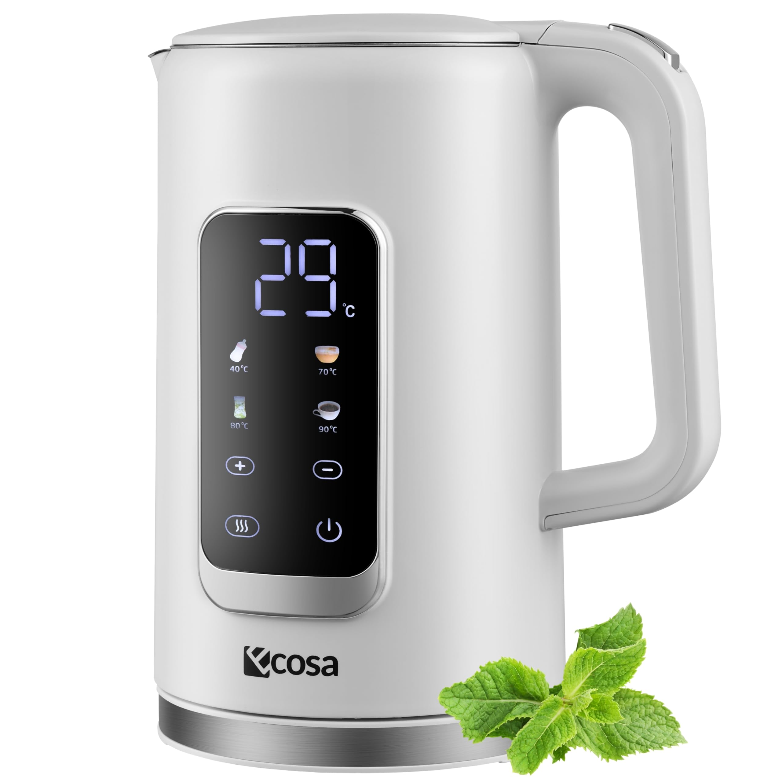 Wasserkocher Edelstahl Wanda White mit Temperatureinstellung (1,7 L, 2200 W)