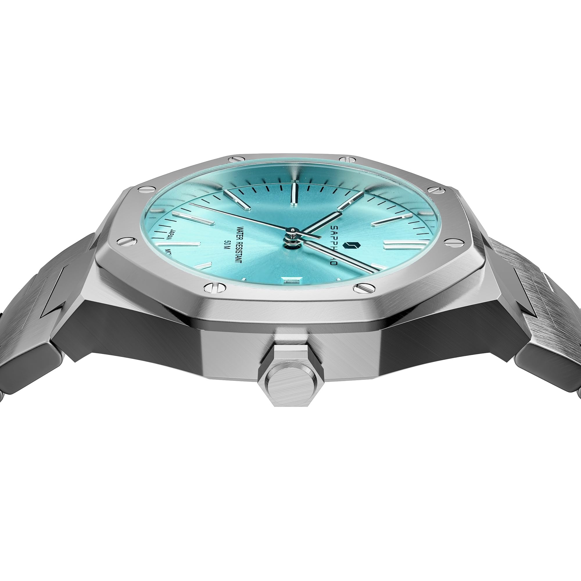SAPPHERO Uhren Herren Quarzwerk Silber Edelstahl Armband 50M Wasserdicht Datum Kalender Schwarz Blau Herrenuhren Armbanduhr Geschenke für Männer