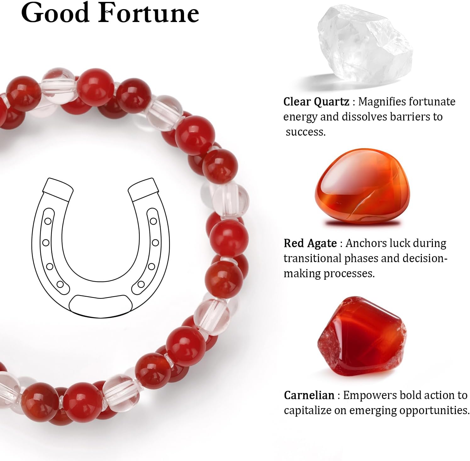 Raicegs Triple Protection Bracelet Stress Relief New Beginnings Emotional Healing Good Fortune Natural Stones Beaded Bracelet for Men Women Healing Crystal Bracelet - Image 2