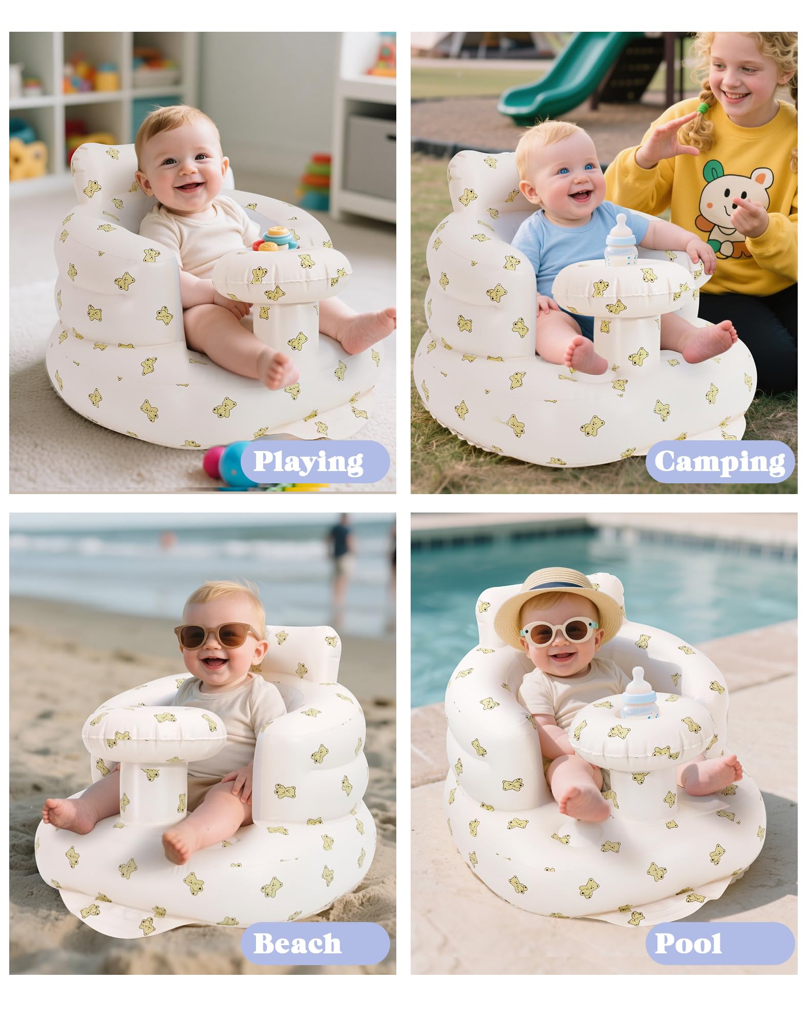 AirSwim Inflatable Baby Seat with Tray, Inflatable Baby Chair for Babies 3 Months and Up - Image 3