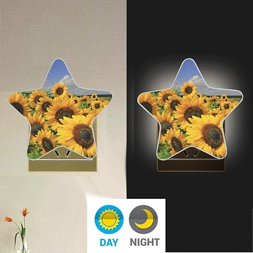 Miniatura 4 de Lámpara LED de noche con enchufe de campo de girasol con sensor de atardecer a amanecer para pasillo, cocina, baño, dormitorio, decoración en forma