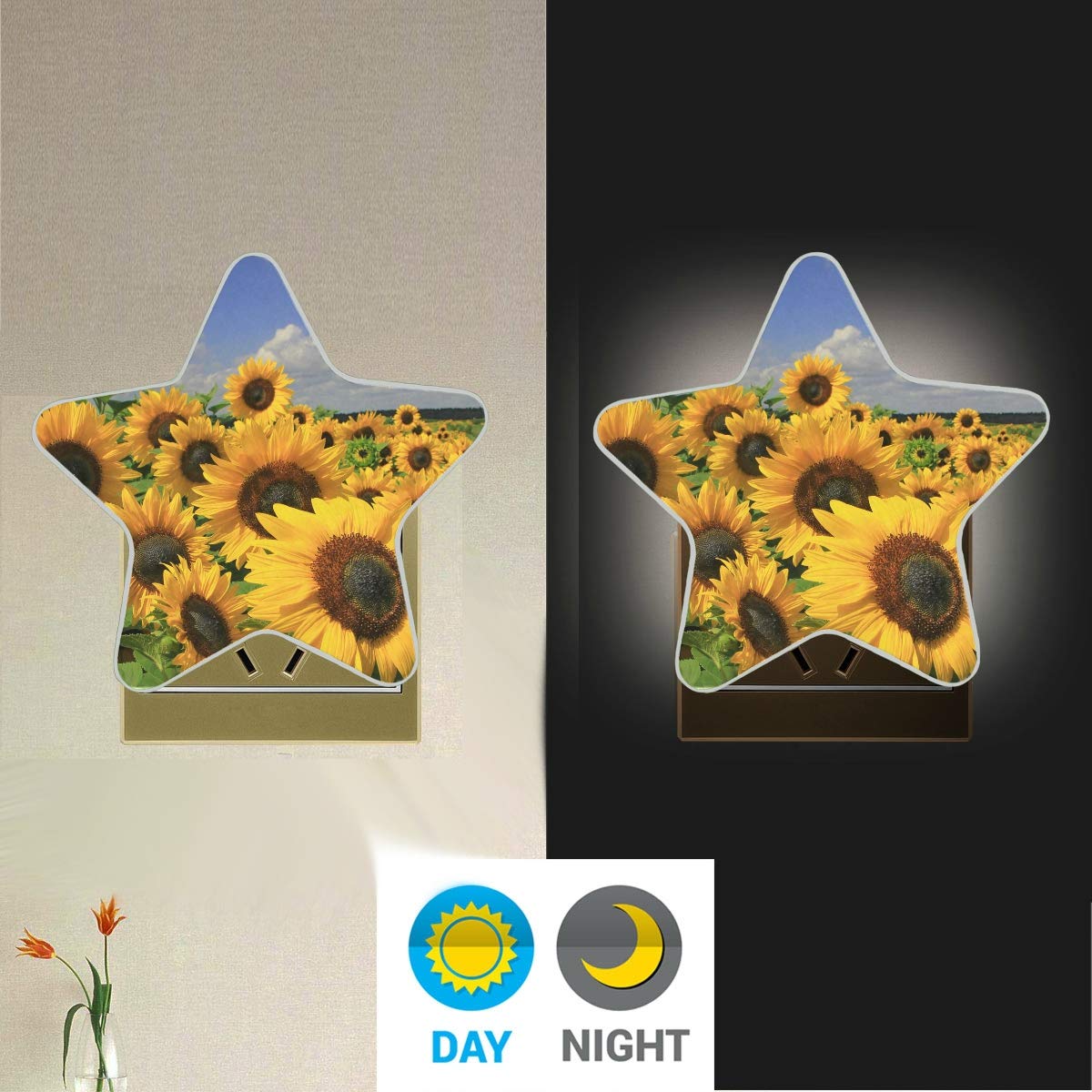 Sunflower Field Plug in LED Night Light Lamp with Dusk to Dawn Sensor for Hallway Kitchen Bathroom Bedroom — view 4