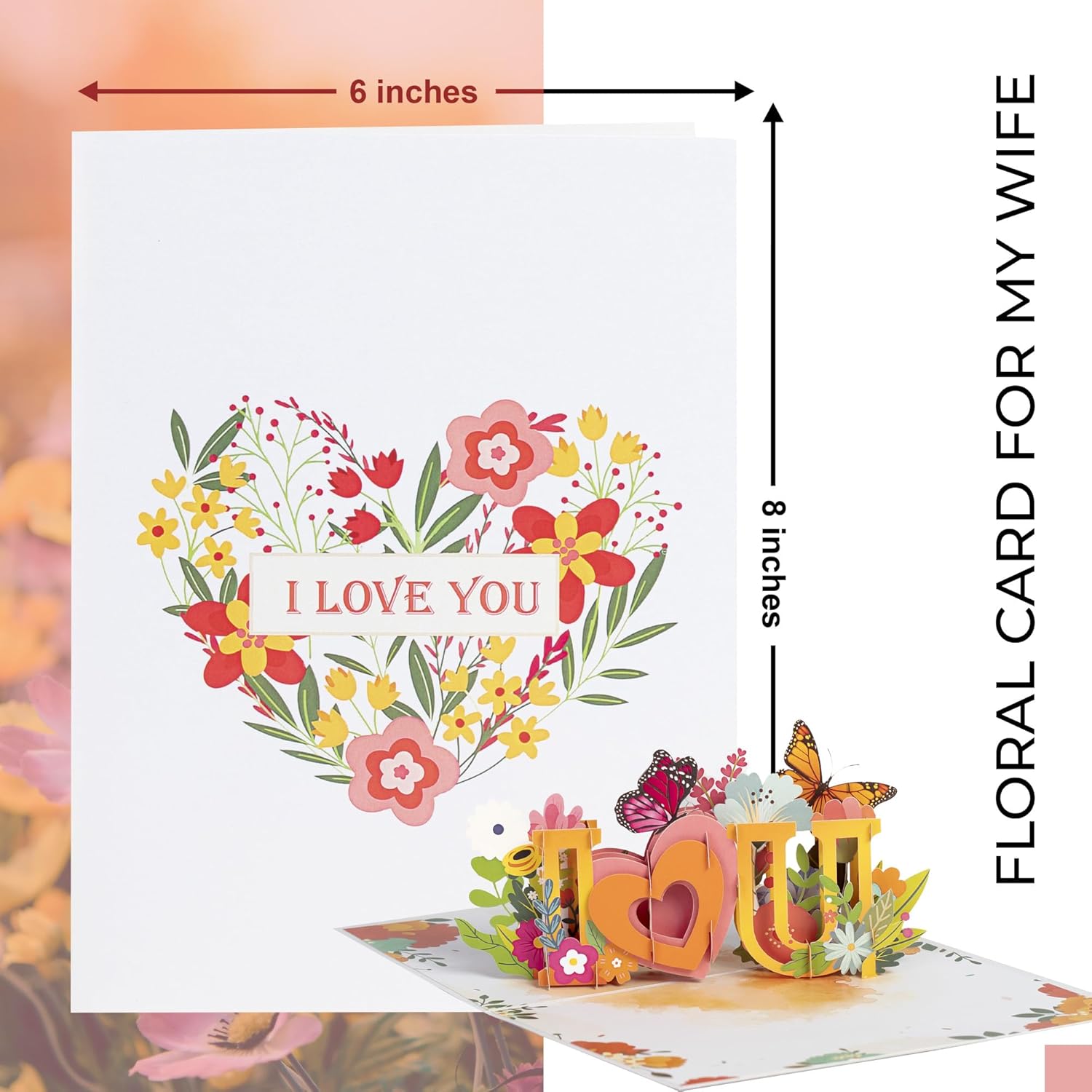 iGifts And Cards 3D I Love You Floral Butterfly Pop Up Card – Thinking of You Alternative to Flowers Gift – Romantic Anniversary Valentine’s Day Keepsake for Wife Girlfriend – 6 x 8 Inch - Image 7