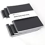 Emnotes Unruled Notebook, Unlined Blank Paper, 8.5 x 11 Inches, 80 Sheets, Black Softcover (Pack of 3)