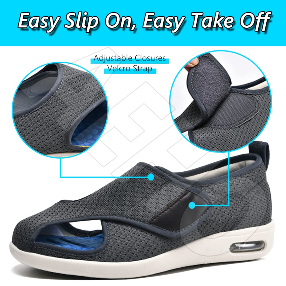 AEHO Zapatos Especiales para Juanetes Mujer, Zapato Juanete Hombre, Calzado Diabeticos Hombre Zapatos preventivos de Salud Extra Anchos Zapatos ortopédicos cómodos para Ancianos,Blacka,40 EU