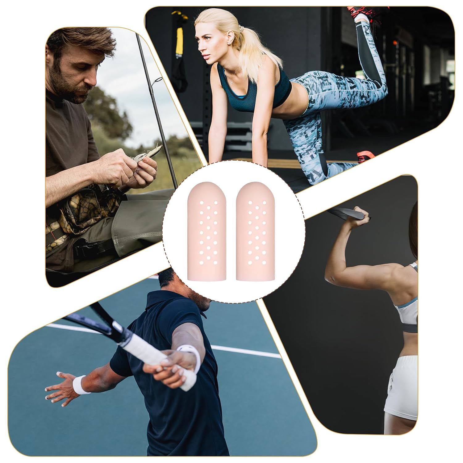 12 Pcs Gel Finger Cots with Air Holes, Breathable Silicone Finger Protectors Fingers Gloves Covers Bandages Thumb Nail Tips Protector Caps for Wound Healing Cracking Arthritis Toe Fingers Pain Relief