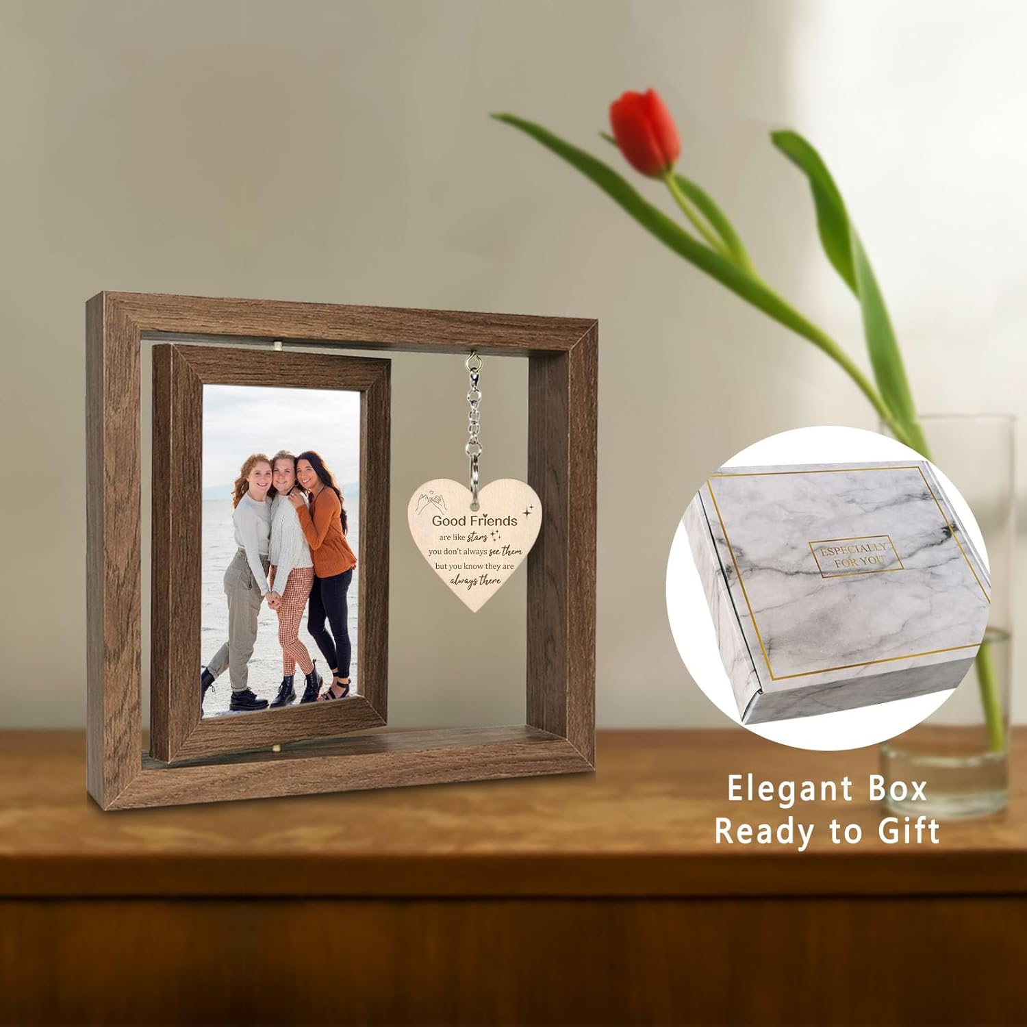 EYITUPC Good Friends Are Like Stars - You Don't Always See Them - But You Know They're Always There Best Friend Picture Frame Gifts for Women Besties BFF, Best Friend Birthday Going Away Gifts