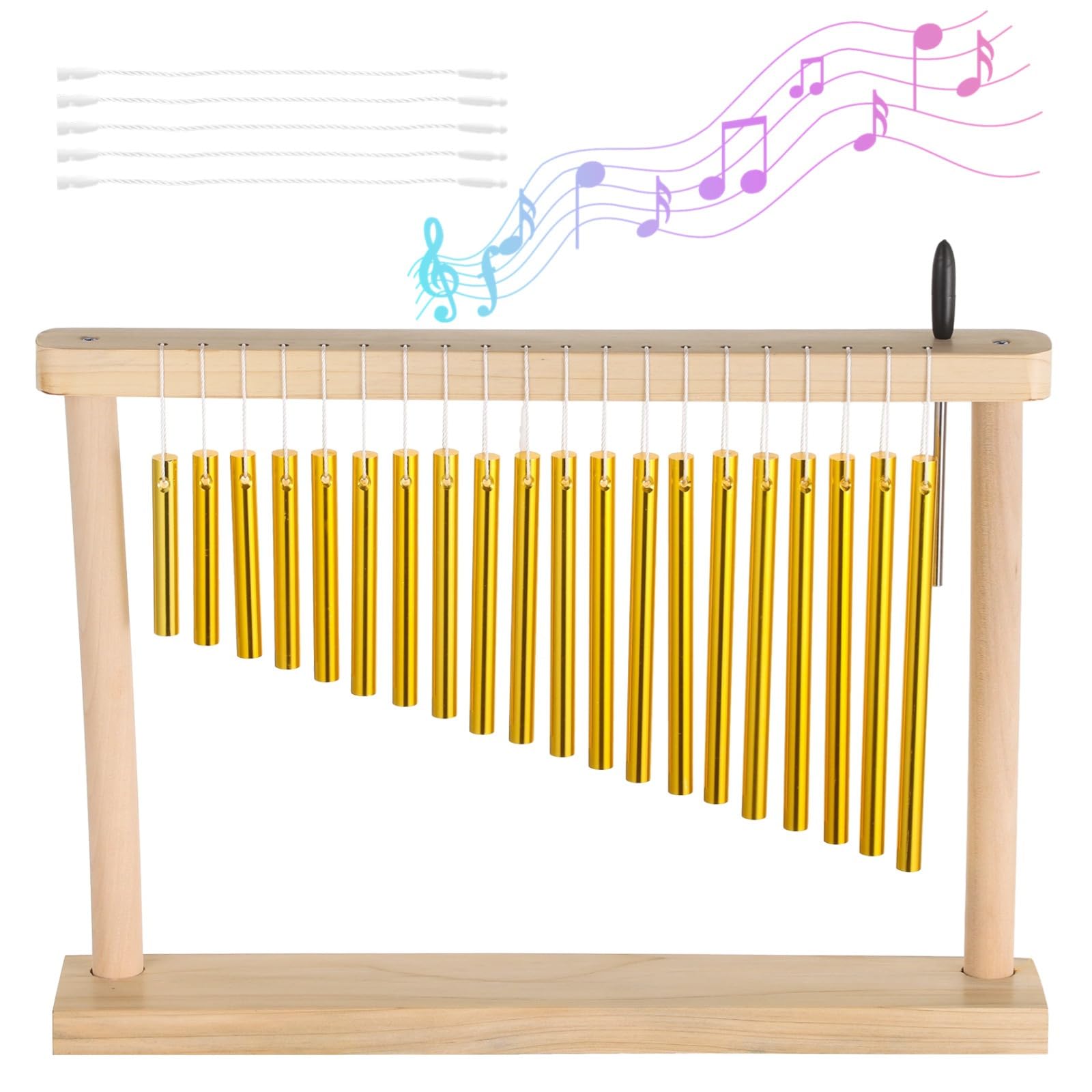 Carillon a vento in legno con 20 note, suono intenso, con mazzuolo, strumento a percussione da tavolo per musica e relax